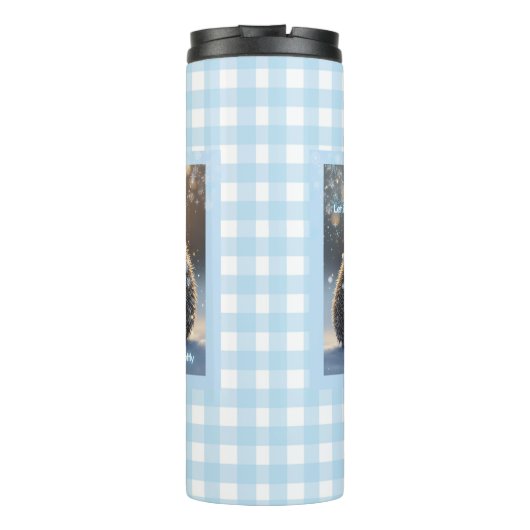 Winter Hedgehog Mug – Cute Snowflake  Thermosbeker (Achterkant)