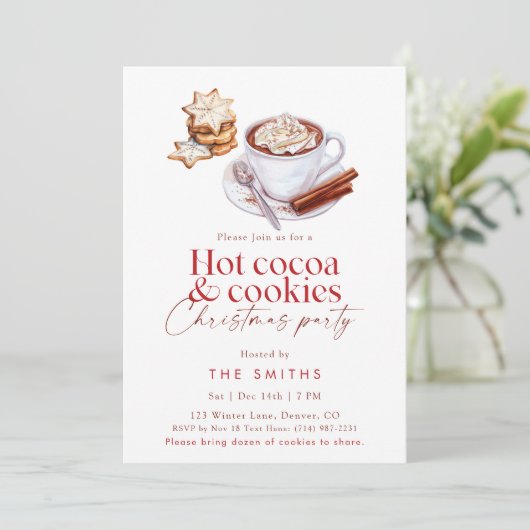 Winter Heet Chocolade en Koekjes Kerstfeest Kaart (Staand voorkant)