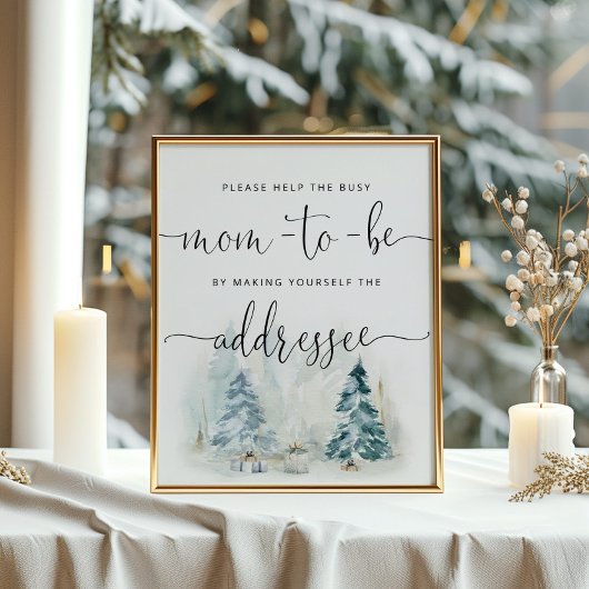 Winter Help Bezige mam richt een envelop Poster