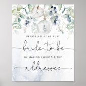 Winter help de drukke bruid een envelop adresseren poster (Voorkant)