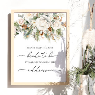 Winter Help de drukke bruid een envelop adresseren Poster