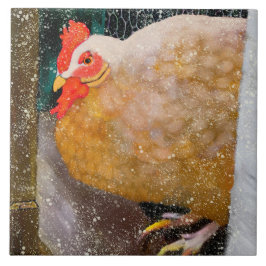 Winter Hen Ceramic Kitchen Tile Tegeltje