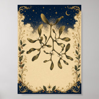 Winter Herbarium Mistletoe Vintage Botanische Chri Poster