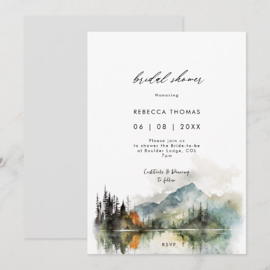 Winter herfst bos rustieke bruids douche uitnodigi kaart (Voorkant / Achterkant)