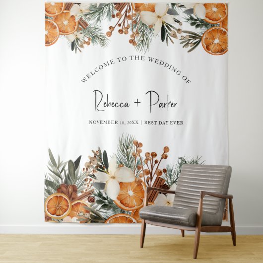 Winter herfst bruiloft Achtergrond Fotocabine Wandkleed (In situ)