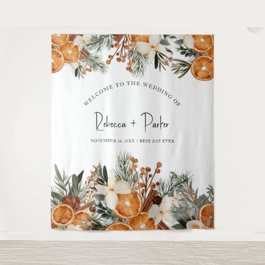 Winter herfst bruiloft Achtergrond Fotocabine Wandkleed (Voorkant)