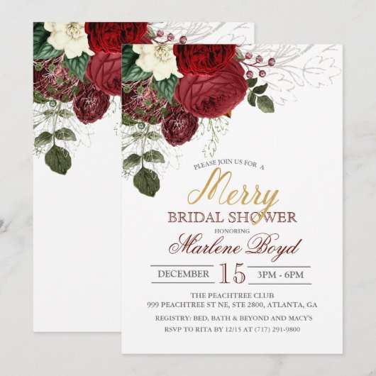 Winter Herfst Vakantie bruidsdouche uitnodiging (Voorkant / Achterkant)