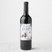 Winter hert bos sneeuw bos sneeuwvlok wijn etiket (Voorkant)