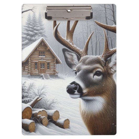 Winter hert/Hertenkunst Klembord (Voorkant)