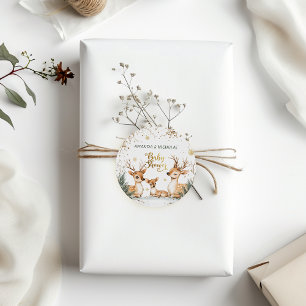 Winter Herten Baby shower Ronde Sticker