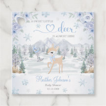 Winter Herten Blauwe Sneeuwvlok Baby Shower