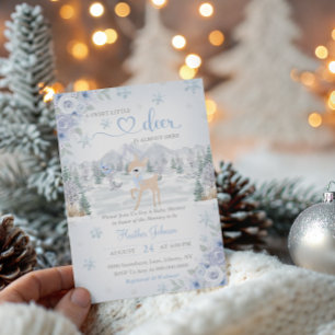 Winter Herten Blauwe Sneeuwvlok Baby Shower Kaart