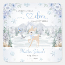 Winter Herten Blauwe Sneeuwvlok Baby Shower