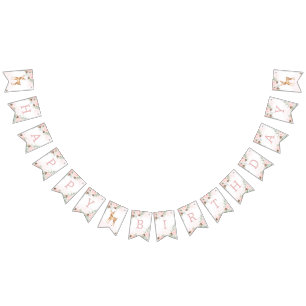 Winter herten blos knipoog evergreen meisje verjaa vlaggetjes