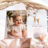 Winter Herten blush roze foto bedankkaart Kaart