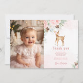 Winter Herten blush roze foto bedankkaart Kaart (Voorkant)
