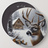 Winter herten/Bok kunst Ronde Button 6,0 Cm (Voorkant /achterkant)