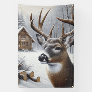 Winter herten/Bok kunst Spandoek