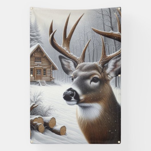 Winter herten/Bok kunst Spandoek (Verticaal)