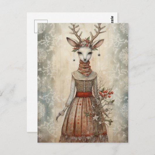 Winter herten collage briefkaart (Voorkant / Achterkant)