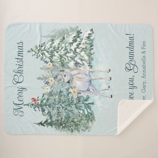 Winter Herten Custom Kerstmis Sherpa Deken (Voorkant (horizontaal))