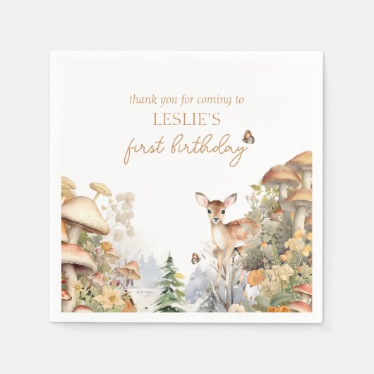 Winter Herten Eerste Verjaardag Servet (Voorkant)