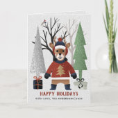 Winter herten en bomen Kerstmis foto gevouwen Feestdagen Kaart (Voorkant)