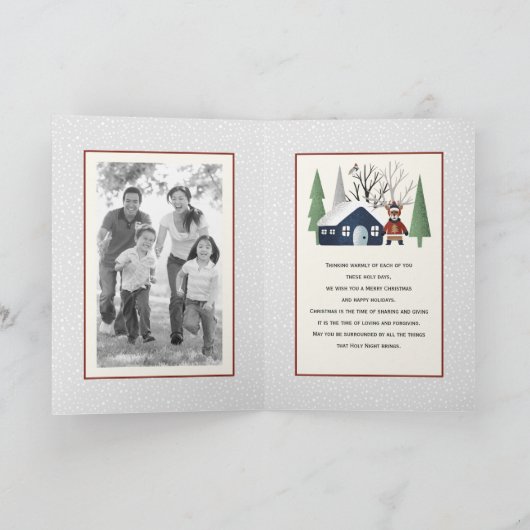 Winter herten en bomen Kerstmis foto gevouwen Feestdagen Kaart (Binnen)