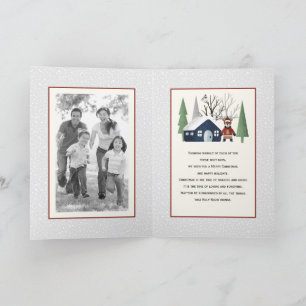 Winter herten en bomen Kerstmis foto gevouwen Feestdagen Kaart