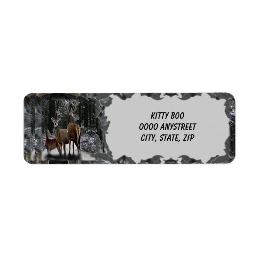 Winter Herten familie Etiket (Voorkant)