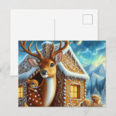Winter Herten Familie in Gingerbread Huis Briefkaa Briefkaart (Voorkant / Achterkant)