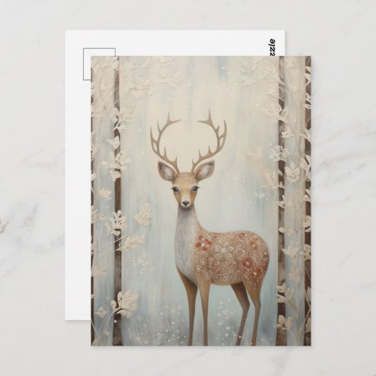 Winter Herten in het bos Briefkaart (Voorkant / Achterkant)