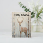 Winter Herten in het bos Vrolijk Kerstfeest Briefkaart (Staand voorkant)