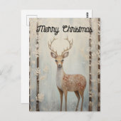 Winter Herten in het bos Vrolijk Kerstfeest Briefkaart (Voorkant / Achterkant)