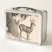 Winter Herten Metalen Lunchbox (Achterkant)