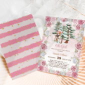 Winter Herten Oh Meisje Bloemen Baby Meisje Douche Kaart