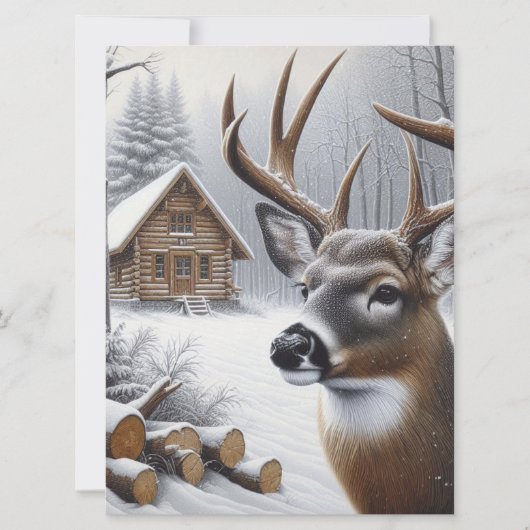 Winter herten/ram kunst feestdagenkaart (Voorkant)