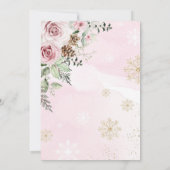 Winter Herten Roze Gouden Rozen Meisje Baby shower Kaart (Achterkant)