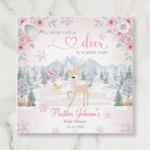 Winter Herten Roze Sneeuwvlok Baby Shower 