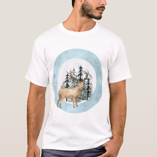 Winter herten scène t-shirt (Voorkant)