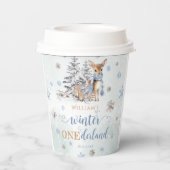 Winter Herten Sneeuwvlokken ONEderland Verjaardag Papieren Bekers (Achterkant)