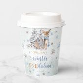 Winter Herten Sneeuwvlokken ONEderland Verjaardag Papieren Bekers (Voorkant)