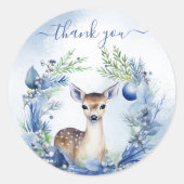 Winter Herten Waterverf Baby shower dank u Ronde Sticker (Voorkant)