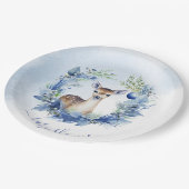 Winter Herten Waterverf Baby shower Papieren Bordje (Gekanteld)