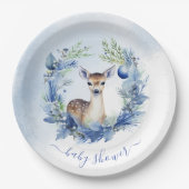 Winter Herten Waterverf Baby shower Papieren Bordje (Voorkant)