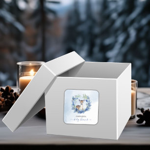 Winter Herten Waterverf Baby shower Vierkante Sticker