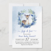 Winter Herten Waterverf Sip and See Invitation Kaart (Voorkant)