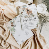 Winter Herten Witte Bloemen Sneeuwvlokken Baby sho Kaart