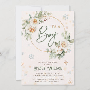 Winter Het is een Baby shower Sprinkle Green Gold Kaart
