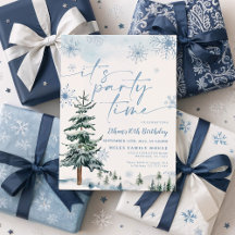 Winter Het is feesttijd, blauwe winter verjaardag